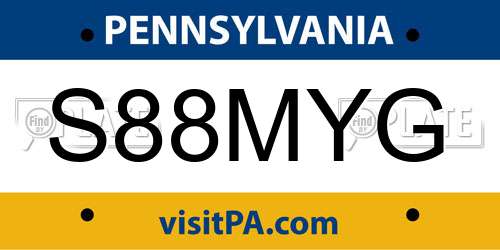 S88MYG Pennsylvania License Plate
