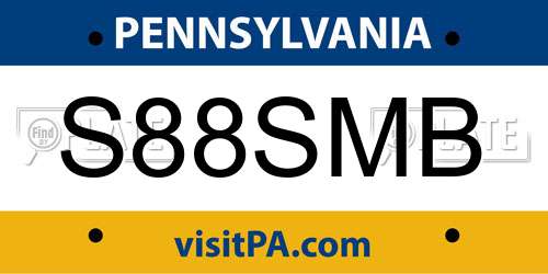 S88SMB Pennsylvania License Plate