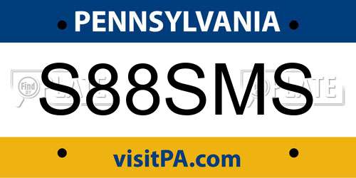 S88SMS Pennsylvania License Plate