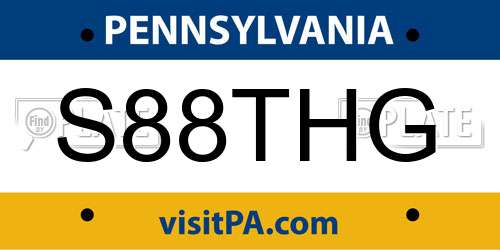 S88THG Pennsylvania License Plate