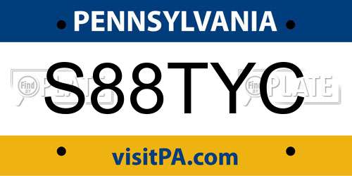 S88TYC Pennsylvania License Plate