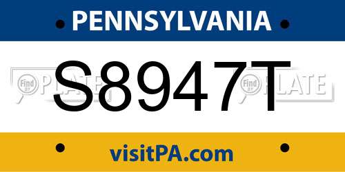 S8947T Pennsylvania License Plate