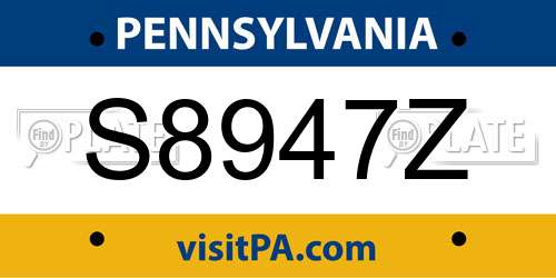 S8947Z Pennsylvania License Plate
