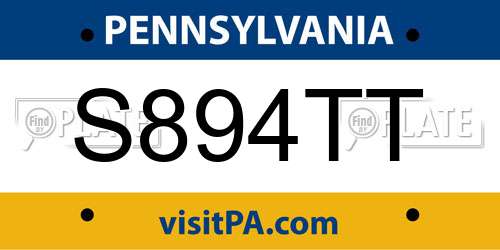 S894TT Pennsylvania License Plate