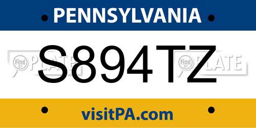 S894TZ Pennsylvania License Plate