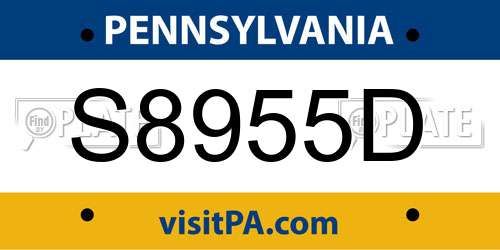 S8955D Pennsylvania License Plate