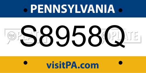 S8958Q Pennsylvania License Plate
