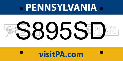 S895SD Pennsylvania License Plate