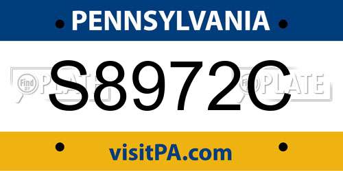 S8972C Pennsylvania License Plate