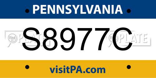 S8977C Pennsylvania License Plate
