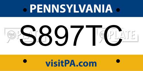 S897TC Pennsylvania License Plate