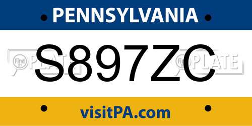 S897ZC Pennsylvania License Plate