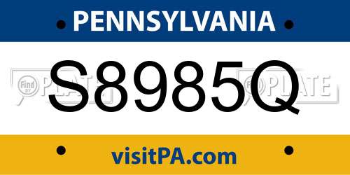 S8985Q Pennsylvania License Plate