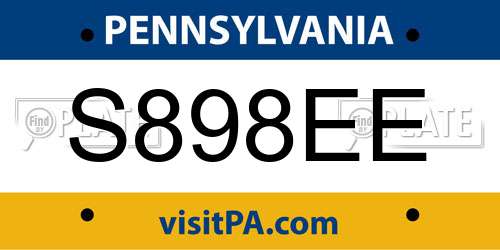 S898EE Pennsylvania License Plate