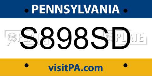 S898SD Pennsylvania License Plate