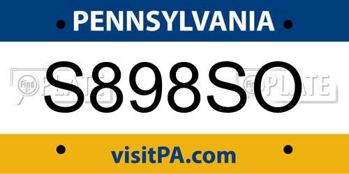 S898SO Pennsylvania License Plate
