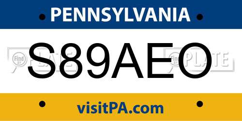S89AEO Pennsylvania License Plate