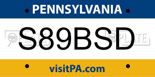 S89BSD Pennsylvania License Plate