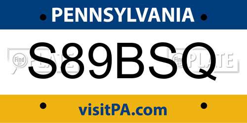 S89BSQ Pennsylvania License Plate