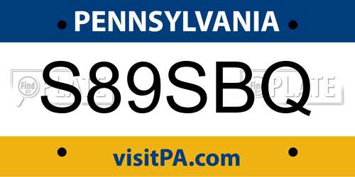 S89SBQ Pennsylvania License Plate