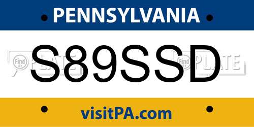 S89SSD Pennsylvania License Plate