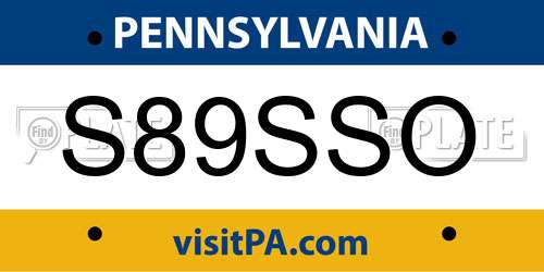 S89SSO Pennsylvania License Plate