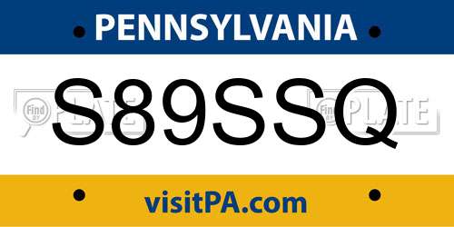 S89SSQ Pennsylvania License Plate