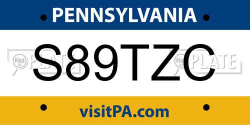 S89TZC Pennsylvania License Plate