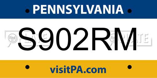 S902RM Pennsylvania License Plate