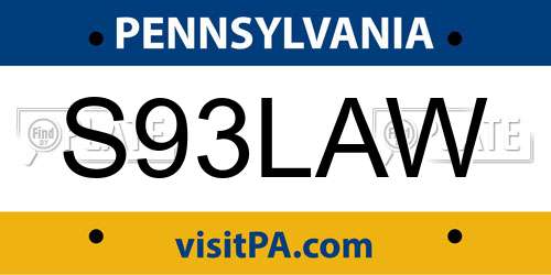 S93LAW Pennsylvania License Plate