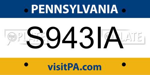 S943IA Pennsylvania License Plate