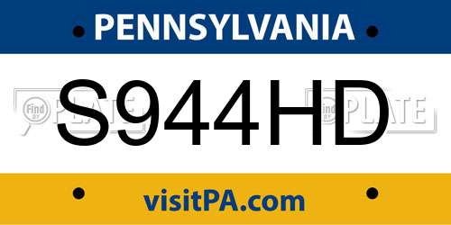 S944HD Pennsylvania License Plate