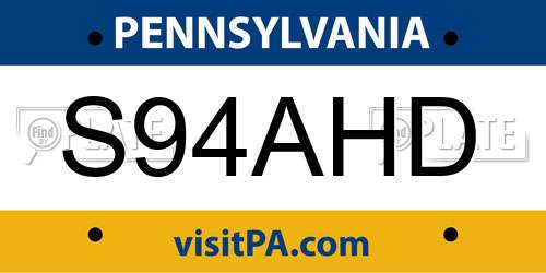 S94AHD Pennsylvania License Plate