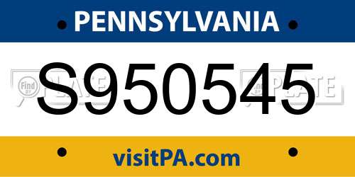 S950545 Pennsylvania License Plate