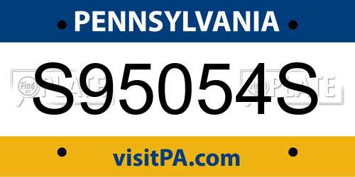 S95054S Pennsylvania License Plate