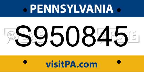 S950845 Pennsylvania License Plate