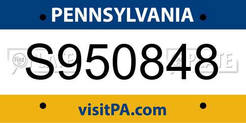 S950848 Pennsylvania License Plate