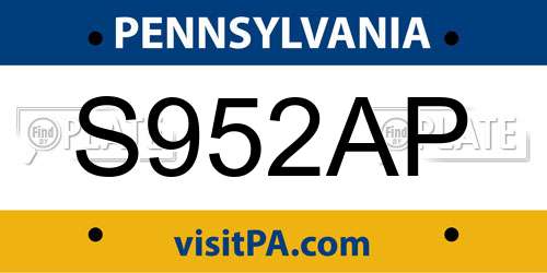 S952AP Pennsylvania License Plate