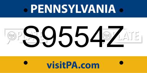 S9554Z Pennsylvania License Plate