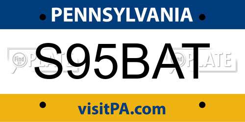 S95BAT Pennsylvania License Plate