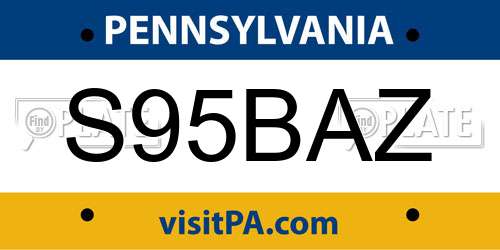 S95BAZ Pennsylvania License Plate
