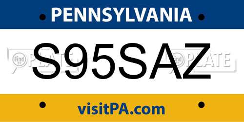 S95SAZ Pennsylvania License Plate