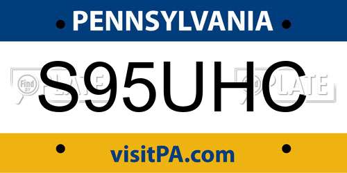 S95UHC Pennsylvania License Plate