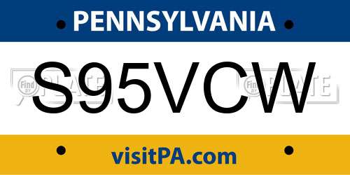 S95VCW Pennsylvania License Plate