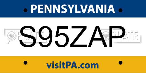 S95ZAP Pennsylvania License Plate