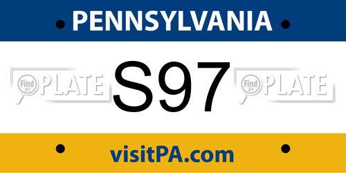 S97 Pennsylvania License Plate