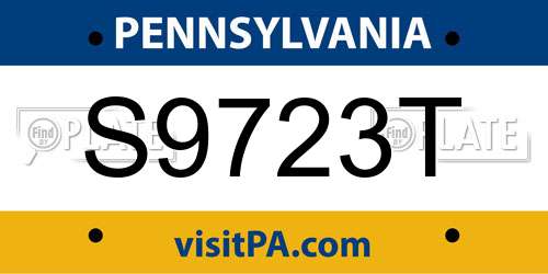 S9723T Pennsylvania License Plate