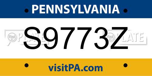 S9773Z Pennsylvania License Plate