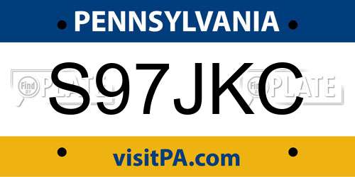 S97JKC Pennsylvania License Plate