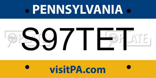 S97TET Pennsylvania License Plate